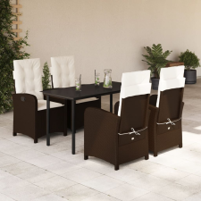 vidaXL 5-részes barna polyrattan kerti étkezőgarnitúra párnákkal kerti bútor