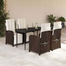 vidaXL 5-részes barna polyrattan kerti étkezőgarnitúra párnákkal kerti bútor