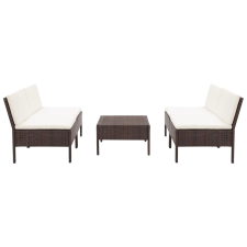 vidaXL 5 részes barna polyrattan kerti kanapészett párnákkal kerti bútor