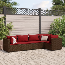 vidaXL 5 részes barna polyrattan kerti ülőgarnitúra párnákkal kerti bútor