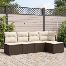 vidaXL 5 részes barna polyrattan kerti ülőgarnitúra párnával kerti bútor
