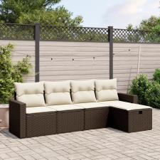 vidaXL 5 részes barna polyrattan kerti ülőgarnitúra párnával kerti bútor