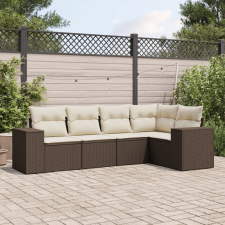 vidaXL 5 részes barna polyrattan kerti ülőgarnitúra párnával kerti bútor