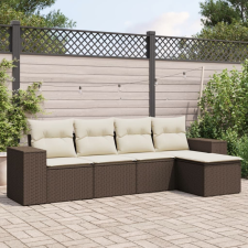 vidaXL 5 részes barna polyrattan kerti ülőgarnitúra párnával kerti bútor