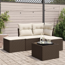 vidaXL 5 részes barna polyrattan kerti ülőgarnitúra párnával kerti bútor