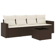 vidaXL 5 részes barna polyrattan kerti ülőgarnitúra párnával (3218683) kerti bútor
