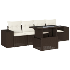 vidaXL 5 részes barna polyrattan kerti ülőgarnitúra párnával (3268993) kerti bútor