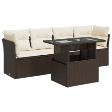 vidaXL 5 részes barna polyrattan kerti ülőgarnitúra párnával (3326094) kerti bútor