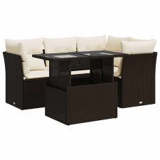 vidaXL 5 részes barna polyrattan kerti ülőgarnitúra párnával (3326154) kerti bútor
