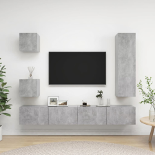 vidaXL 5 részes betonszürke forgácslap TV-szekrényszett bútor