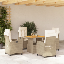 vidaXL 5 részes bézs polyrattan kerti étkezőgarnitúra párnákkal kerti bútor