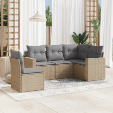 vidaXL 5 részes bézs polyrattan kerti ülőgarnitúra párnákkal kerti bútor