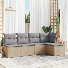 vidaXL 5 részes bézs polyrattan kerti ülőgarnitúra párnákkal kerti bútor