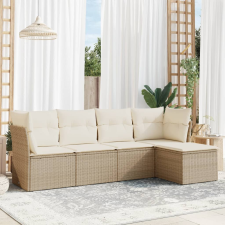 vidaXL 5 részes bézs polyrattan kerti ülőgarnitúra párnákkal kerti bútor