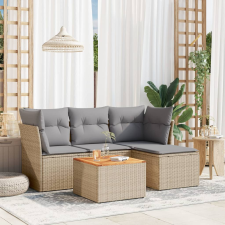vidaXL 5 részes bézs polyrattan kerti ülőgarnitúra párnákkal kerti bútor