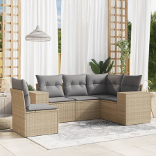 vidaXL 5 részes bézs polyrattan kerti ülőgarnitúra párnákkal kerti bútor