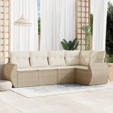 vidaXL 5 részes bézs polyrattan kerti ülőgarnitúra párnákkal kerti bútor