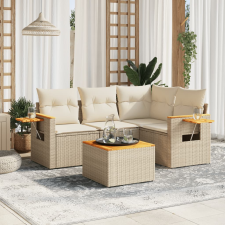 vidaXL 5 részes bézs polyrattan kerti ülőgarnitúra párnákkal kerti bútor