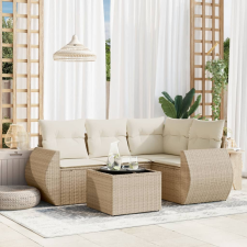 vidaXL 5 részes bézs polyrattan kerti ülőgarnitúra párnákkal kerti bútor