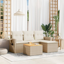 vidaXL 5 részes bézs polyrattan kerti ülőgarnitúra párnákkal kerti bútor