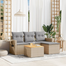vidaXL 5 részes bézs polyrattan kerti ülőgarnitúra párnákkal kerti bútor