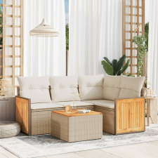 vidaXL 5 részes bézs polyrattan kerti ülőgarnitúra párnákkal kerti bútor