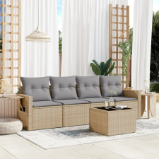 vidaXL 5 részes bézs polyrattan kerti ülőgarnitúra párnákkal kerti bútor