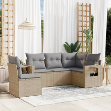 vidaXL 5 részes bézs polyrattan kerti ülőgarnitúra párnákkal kerti bútor