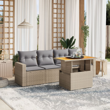 vidaXL 5 részes bézs polyrattan kerti ülőgarnitúra párnákkal kerti bútor