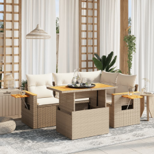 vidaXL 5 részes bézs polyrattan kerti ülőgarnitúra párnákkal kerti bútor