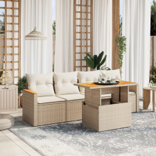 vidaXL 5 részes bézs polyrattan kerti ülőgarnitúra párnákkal kerti bútor