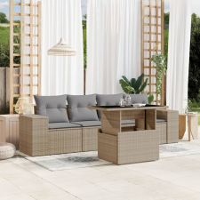 vidaXL 5 részes bézs polyrattan kerti ülőgarnitúra párnákkal kerti bútor