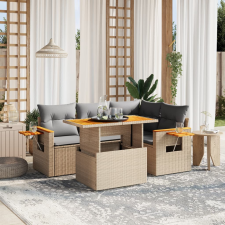 vidaXL 5 részes bézs polyrattan kerti ülőgarnitúra párnákkal kerti bútor