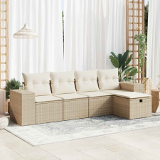 vidaXL 5 részes bézs polyrattan kerti ülőgarnitúra párnákkal kerti bútor
