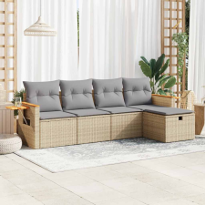 vidaXL 5 részes bézs polyrattan kerti ülőgarnitúra párnákkal kerti bútor