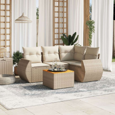 vidaXL 5 részes bézs polyrattan kerti ülőgarnitúra párnákkal kerti bútor