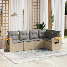vidaXL 5 részes bézs polyrattan kerti ülőgarnitúra párnákkal kerti bútor