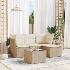 vidaXL 5 részes bézs polyrattan kerti ülőgarnitúra párnákkal kerti bútor
