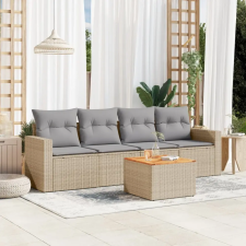 vidaXL 5 részes bézs polyrattan kerti ülőgarnitúra párnákkal kerti bútor