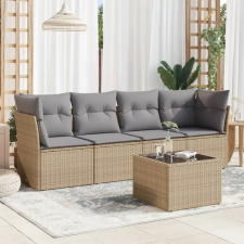 vidaXL 5 részes bézs polyrattan kerti ülőgarnitúra párnákkal kerti bútor