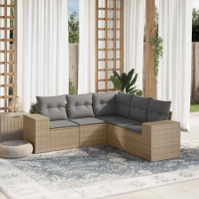 vidaXL 5 részes bézs polyrattan kerti ülőgarnitúra párnákkal kerti bútor
