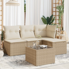 vidaXL 5 részes bézs polyrattan kerti ülőgarnitúra párnákkal kerti bútor