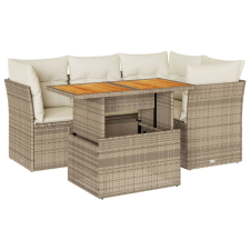 vidaXL 5 részes bézs polyrattan kerti ülőgarnitúra párnákkal (3326921) kerti bútor
