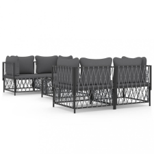 vidaXL 5-részes fehér acél kerti ülőgarnitúra párnákkal kerti bútor