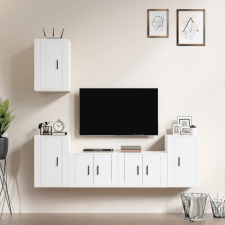 vidaXL 5 részes fehér szerelt fa TV-szekrényszett bútor