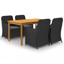 vidaXL 5 részes fekete kerti étkezőgarnitúra kerti bútor