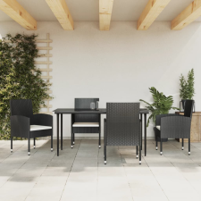 vidaXL 5 részes fekete polyrattan és acél kerti étkezőgarnitúra kerti bútor