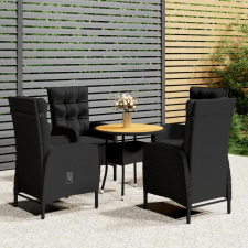 vidaXL 5 részes fekete polyrattan kerti bisztrószett kerti bútor