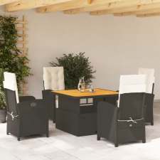 vidaXL 5 részes fekete polyrattan kerti étkezőgarnitúra párnákkal kerti bútor