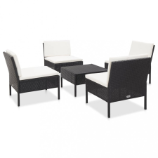 vidaXL 5-részes fekete polyrattan kerti kanapészett párnákkal kerti bútor